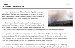Print <i>A Tale of Deforestation</i> reading comprehension.