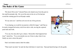 Print <i>The Rules of the Game</i> reading comprehension.