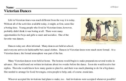 Print <i>Victorian Dances</i> reading comprehension.