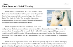 Print <i>Polar Bears and Global Warming</i> reading comprehension.