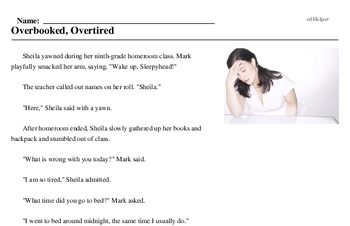 Print <i>Overbooked, Overtired</i> reading comprehension.