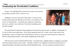 Print <i>Nominating the Presidential Candidates</i> reading comprehension.