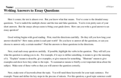 Print <i>Writing Answers to Essay Questions</i> reading comprehension.