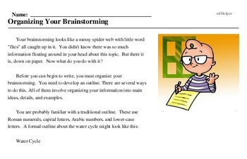 Print <i>Organizing Your Brainstorming</i> reading comprehension.