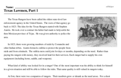Print <i>Texas Lawmen, Part 1</i> reading comprehension.