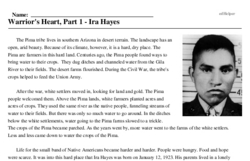 Print <i>Warrior's Heart, Part 1 - Ira Hayes</i> reading comprehension.