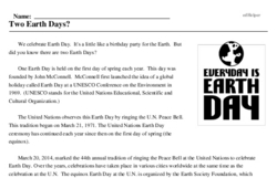Print <i>Two Earth Days?</i> reading comprehension.