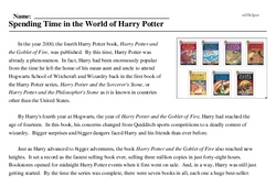 Print <i>Spending Time in the World of Harry Potter</i> reading comprehension.