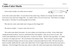 Print <i>Cookie-Cutter Sharks</i> reading comprehension.