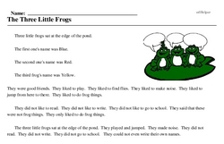 Print <i>The Three Little Frogs</i> reading comprehension.