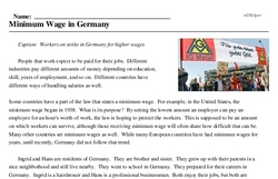 Print <i>Minimum Wage in Germany</i> reading comprehension.