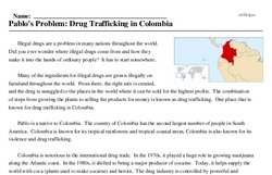 Print <i>Pablo's Problem: Drug Trafficking in Colombia</i> reading comprehension.