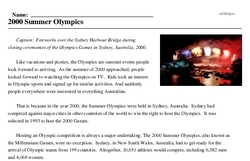 Print <i>2000 Summer Olympics</i> reading comprehension.