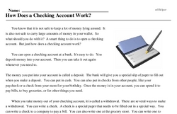 Print <i>How Does a Checking Account Work?</i> reading comprehension.