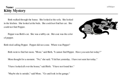 Print <i>Kitty Mystery</i> reading comprehension.