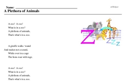 Print <i>A Plethora of Animals</i> reading comprehension.