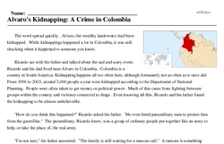 Print <i>Alvaro's Kidnapping: A Crime in Colombia</i> reading comprehension.