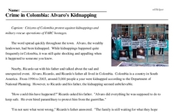 Print <i>Crime in Colombia: Alvaro's Kidnapping</i> reading comprehension.