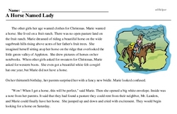 Print <i>A Horse Named Lady</i> reading comprehension.