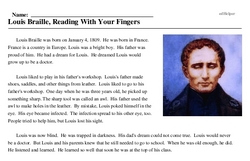 Print <i>Louis Braille, Reading With Your Fingers</i> reading comprehension.