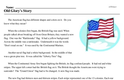 Print <i>Old Glory's Story</i> reading comprehension.