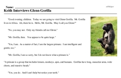 Print <i>Keith Interviews Glenn Gorilla</i> reading comprehension.