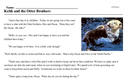 Print <i>Keith and the Otter Brothers</i> reading comprehension.