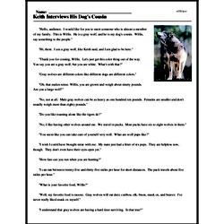 Print <i>Keith Interviews His Dog's Cousin</i> reading comprehension.