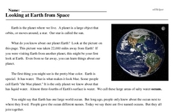 Print <i>Looking at Earth from Space</i> reading comprehension.