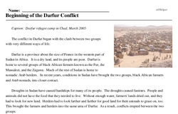 Print <i>Beginning of the Darfur Conflict</i> reading comprehension.