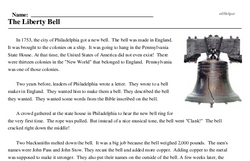 Print <i>The Liberty Bell</i> reading comprehension.
