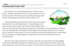 Print <i>Gretchen the Goose Girl</i> reading comprehension.