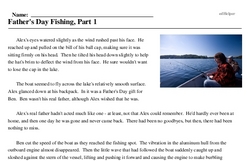 Print <i>Father's Day Fishing, Part 1</i> reading comprehension.