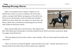 Print <i>Dancing Dressage Horses</i> reading comprehension.