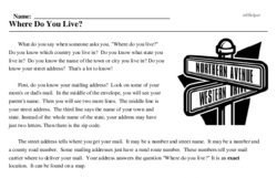 Print <i>Where Do You Live?</i> reading comprehension.