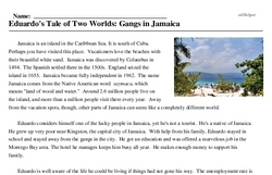 Print <i>Eduardo's Tale of Two Worlds: Gangs in Jamaica</i> reading comprehension.