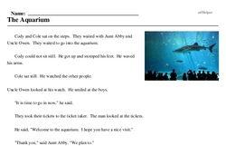Print <i>The Aquarium</i> reading comprehension.