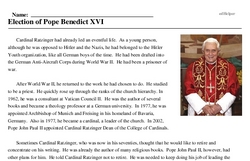 Print <i>Election of Pope Benedict XVI</i> reading comprehension.