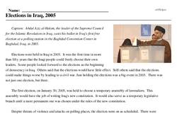 Print <i>Elections in Iraq, 2005</i> reading comprehension.