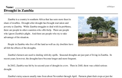 Print <i>Drought in Zambia</i> reading comprehension.