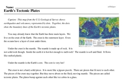 Print <i>Earth's Tectonic Plates</i> reading comprehension.