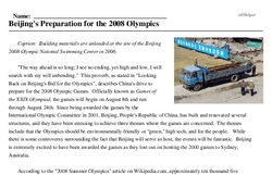 Print <i>Beijing's Preparation for the 2008 Olympics</i> reading comprehension.