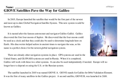 Print <i>GIOVE Satellites Pave the Way for Galileo</i> reading comprehension.