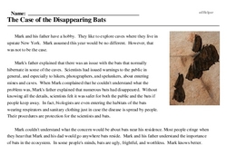 Print <i>The Case of the Disappearing Bats</i> reading comprehension.