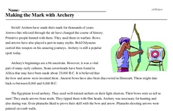 Print <i>Making the Mark with Archery</i> reading comprehension.