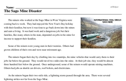 Print <i>The Sago Mine Disaster</i> reading comprehension.