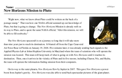 Print <i><i>New Horizons</i> Mission to Pluto</i> reading comprehension.