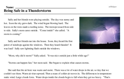 Print <i>Being Safe in a Thunderstorm</i> reading comprehension.