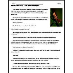 Print <i>Rachel Interviews Gene the Grasshopper</i> reading comprehension.