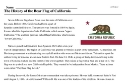 Print <i>The History of the Bear Flag of California</i> reading comprehension.